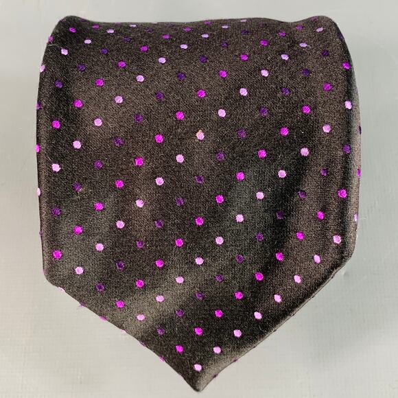 BRIONI Black Purple Dots Silk Tie - Picture 1 of 5